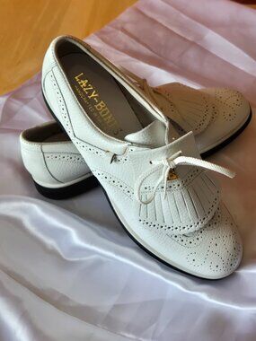 Lazy-Bones Women's 8M White Golf Shoes With Cleats